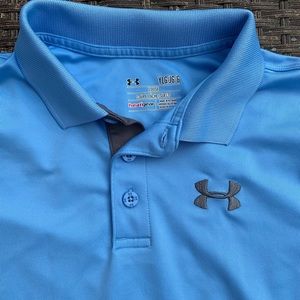 Under Armour heat gear blue polo youth Large